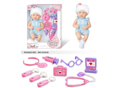14 Inch Fully Vinyl Newborn Baby Doll With Doctor Set