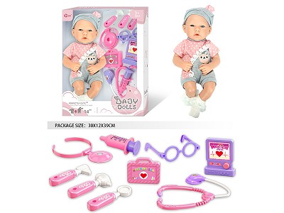 14 Inch Fully Vinyl Newborn Baby Doll With Doctor Set